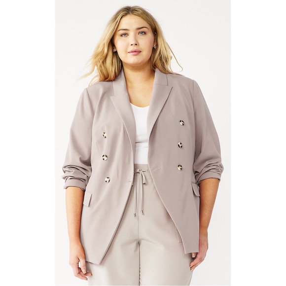 Nine West Jackets & Blazers - NWT Nine West Double Breasted Blazer Beige Plus Size 4X